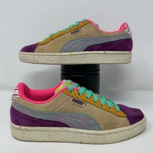 Puma Suede Size 5C Kid's Candy Land Purple Tan Low Top Sneakers Shoes